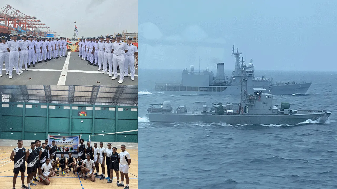 FIRST TRAINING SQUADRON OF THE INDIAN NAVY DEPARTS COLOMBO, SRI LANKA