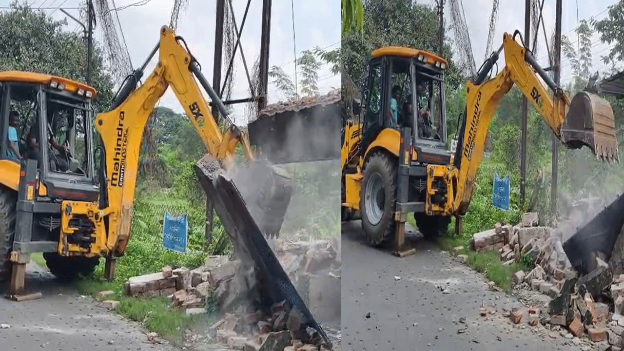Bulldozer action in bengal, demolishes illegal construction