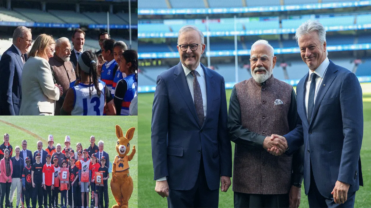 P M Modi visits the Melbourne Cricket Ground for a Sporting event