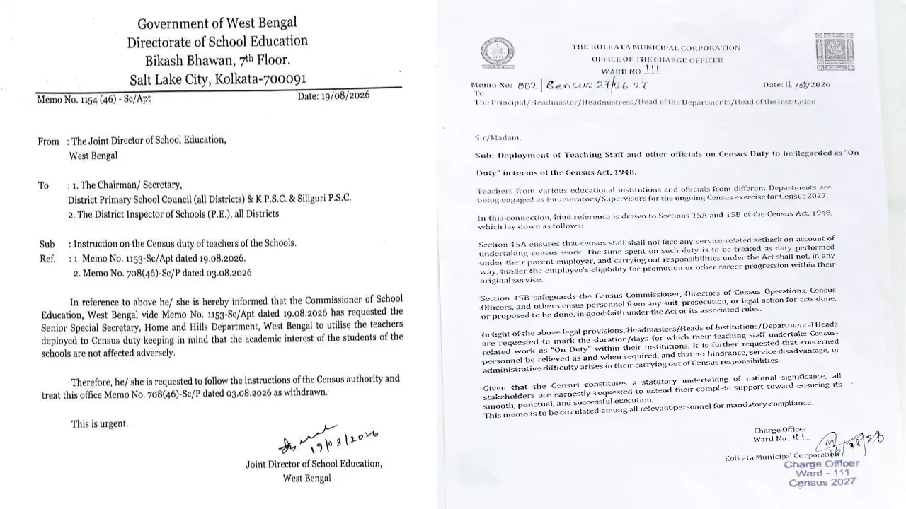 Controversial guidelines on census duty for WB teachers withdrawn