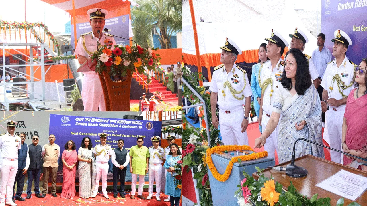 LAUNCH OF NEXT GENERATION OFFSHORE PATROL VESSEL (YARD 3040, SHREYAS) AT M/s GRSE, KOLKATA