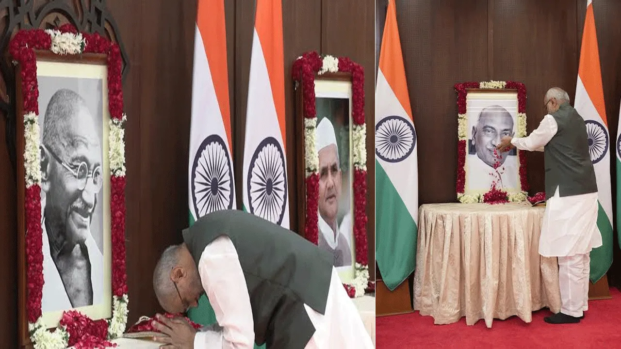 Tributes to Mahatma Gandhi Ji, Shri Lal Bahadur Shastri Ji and Thiru K. Kamaraj Ji